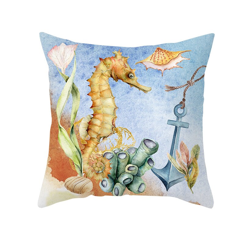 45*45Cm Baby Slaapkamer Blauwe Oceaan Zeester Dolfijn Kwallen Geometrische Kussensloop Zeebodem Creature Sofa Kussen Kussensloop: 3