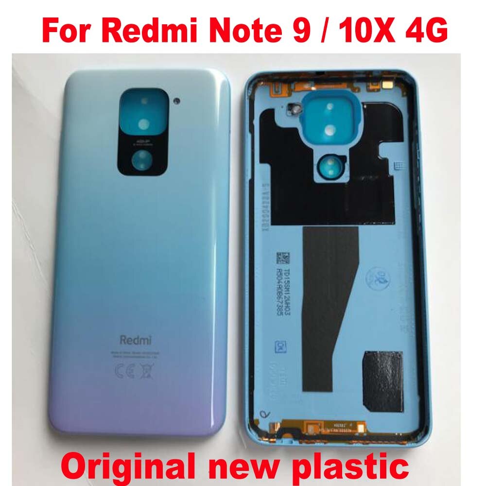 Original bagside batteridæksel note 9 5g glas baghus dørkasse til xiaomi redmi note 9s note 9 pro 10x 4g med klæbende tape