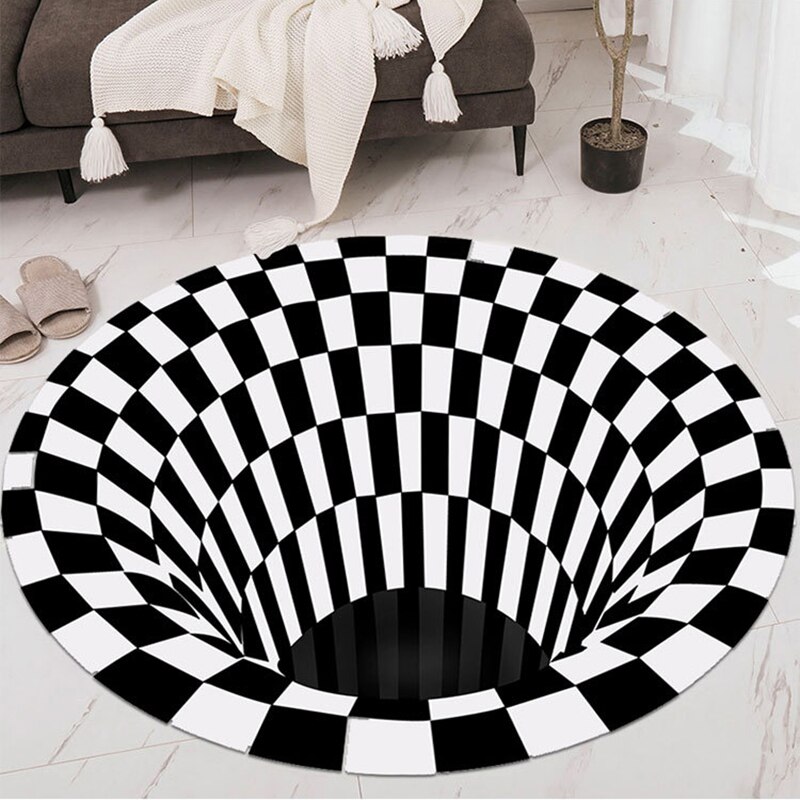 3D Vortex Illusion Back Rug Carpet Living Room Decoration Tapis Impression Print Bottomless Hole Decor Rugs Mat
