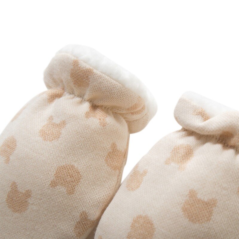 Autumn Winter Infant Baby Cotton Thicken Warm Gloves Cute Cartoon Fleece Comfortable Newborn Mittens 0-12M