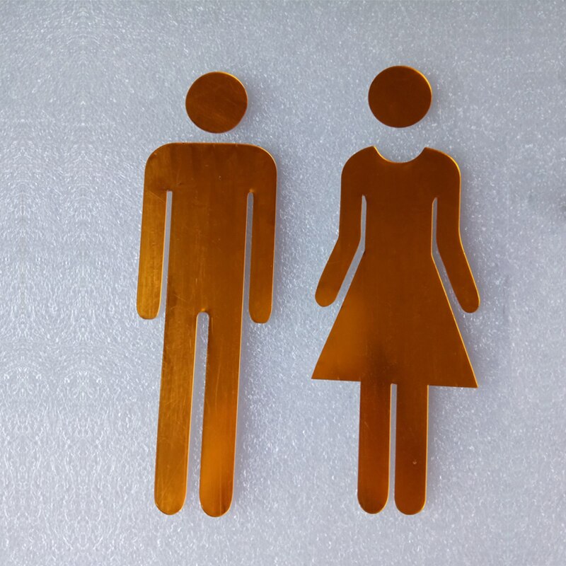 A pair of Toilet Sign Sticker 3D Art Door Stickers Mirror Toilet WC Man Women Decor Removable Decal Vinyl Decor