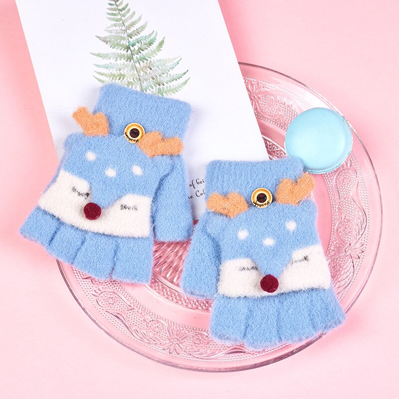 Guanti invernali per bambini guanti mezze dita per bambini guanti simpatici cartoni animati guanti caldi lavorati a maglia guanti morbidi in cachemire imitazione addensata