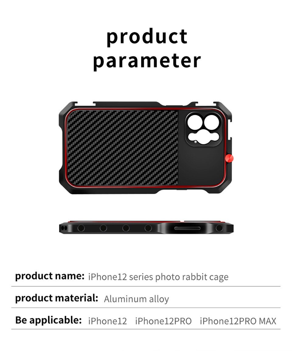 Handy, Mobiltelefon KäFeige Anlage Video Rahmen fallen Kalten Schuh Berg CNC für iPhone 12 Profi Max Smartphone Vlog Filmausrügestochen Stabilisator Erweiterung Bausatz