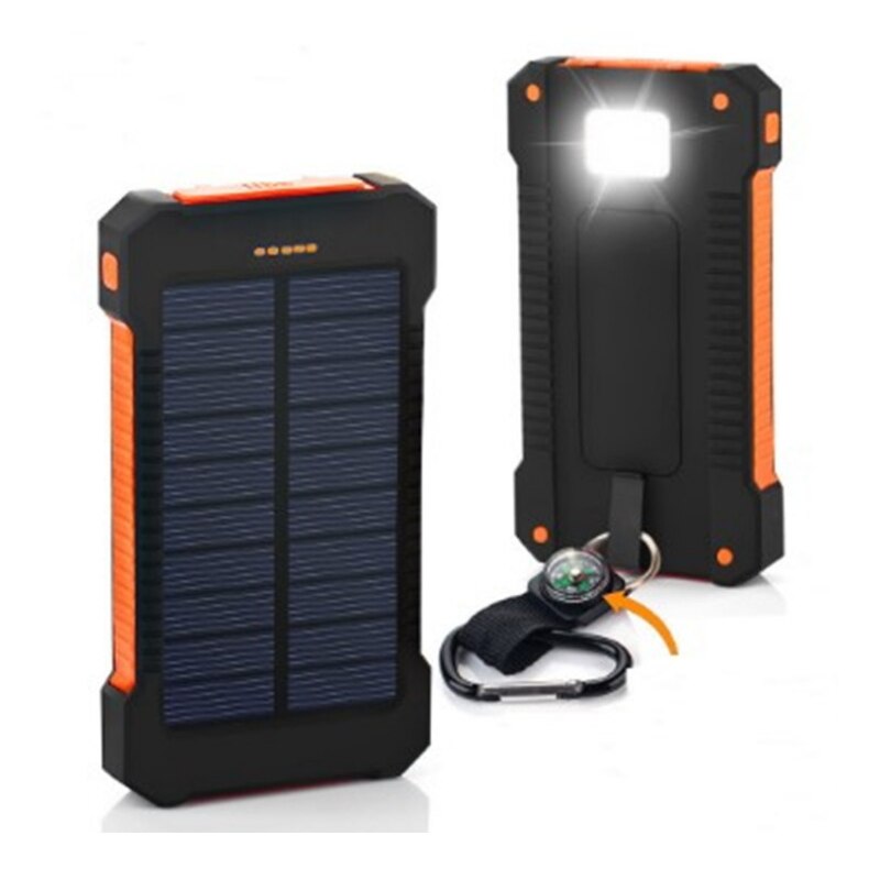 Universele Draagbare Waterdichte Solar Power Bank 12000 mah Dual-USB Solar powerbank backupBattery voor alle Telefoon Batterijen