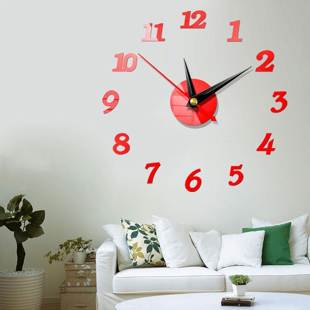 European Style Wall Clock Home Diy3d Three-dimensional Acrylic Wall Digital Wall Clock Clock Mirror Sticker Decorative N0U2