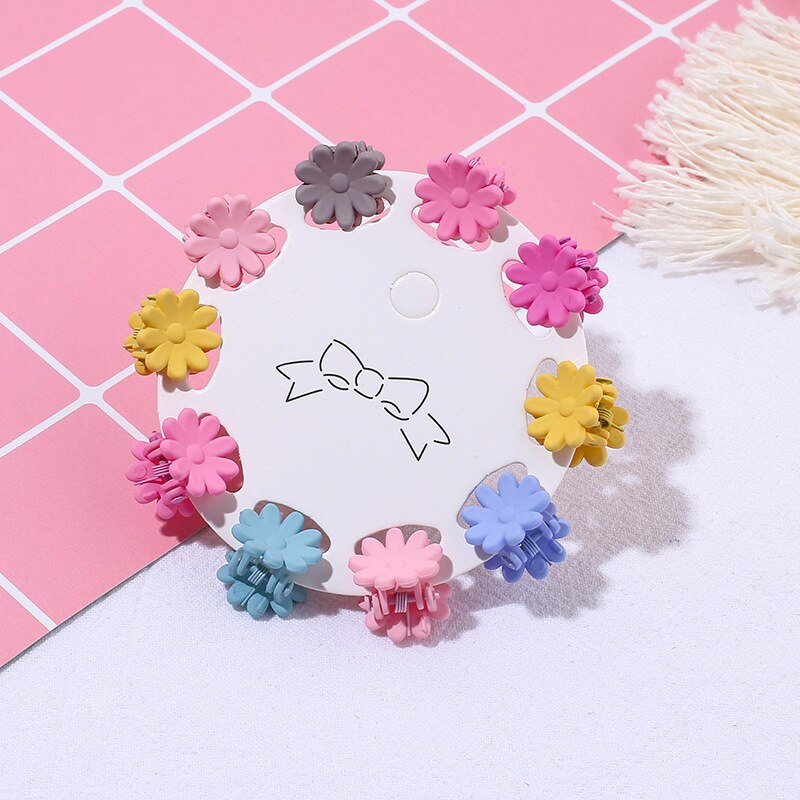 10PCS/Set Girls Cartoon Colorful Flower Mini Hair Claws Kids Sweet Hairpins Children Hair Accessories Cute Hair Clip: B9-1.5cm
