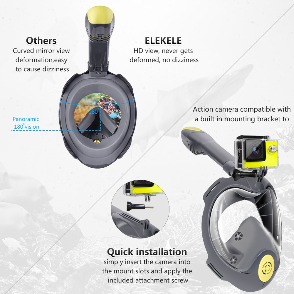 Full Face Snorkel Mask - Anti-Fog - Waterproof - Scuba Diving & Swimming Gear for Adults & Youth