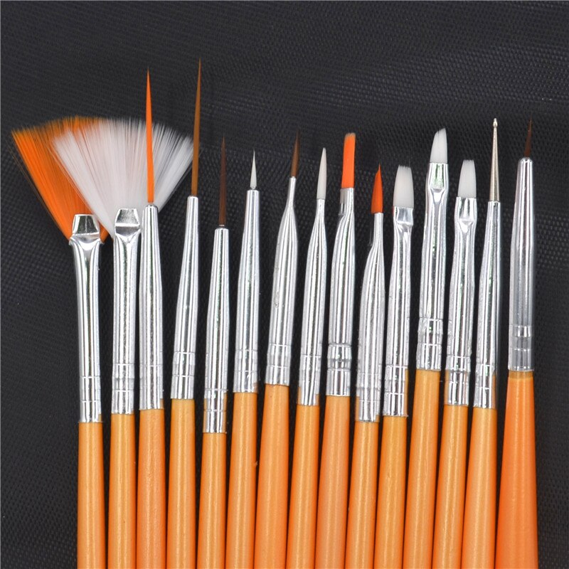 Ywk 15 Stks/pak Professionele Acryl Nail Schilderij Tekening Pen, Ontworpen Uv Gel Kunstnagels Decoratie Gereedschappen 35