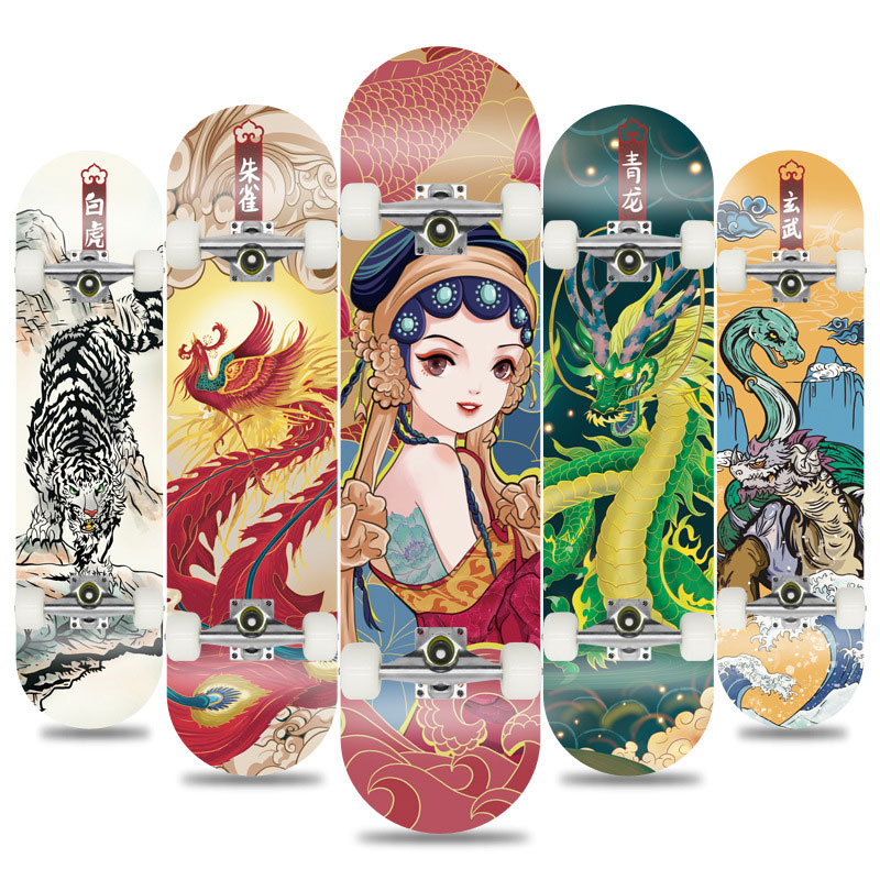 Skateboard Four-wheel Double Tilt Skateboard for Beginners Brushing Street Skateboard