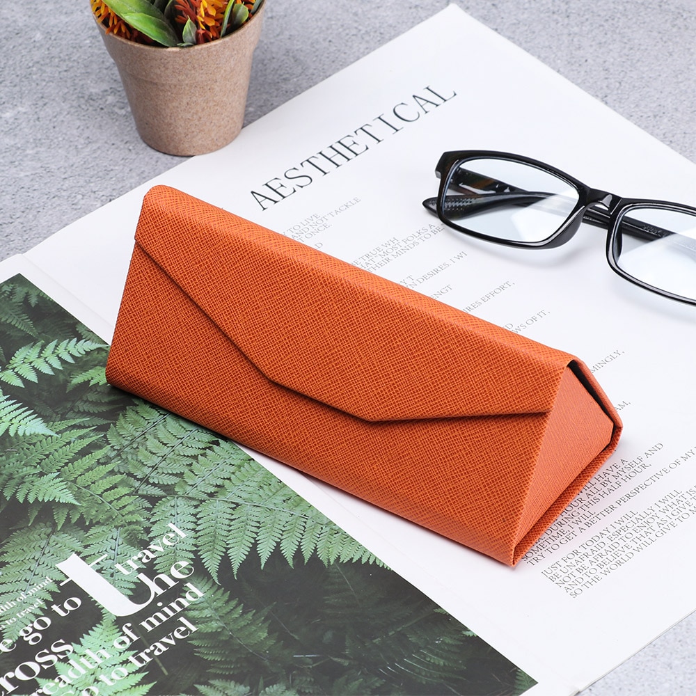 Neue Heiße Dreieck Gläser Kasten Süssigkeit Farbe Klapp Sonnenbrille fallen PU Wasserdichte Starke Magnet Brillen Schutz Organizer