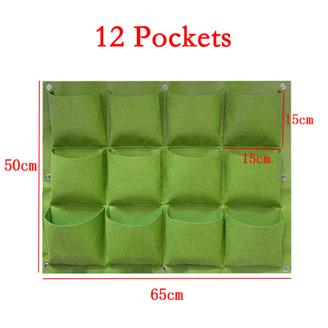 9/18/36/64/81 kieszenie do montażu naściennego worki do uprawy roślin do sadzarki truskawek pionowy ogród torba sadzonka ściana roślin: 12 Pockets 65x50cm