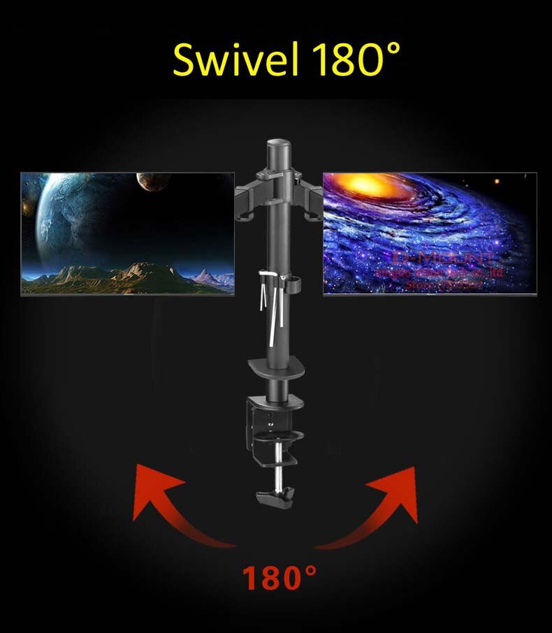 Abrazadera de ojal giratoria de movimiento completo para DL-M051, base de acero para un solo monitor, soporte de escritorio, soporte de escritorio de dos brazos