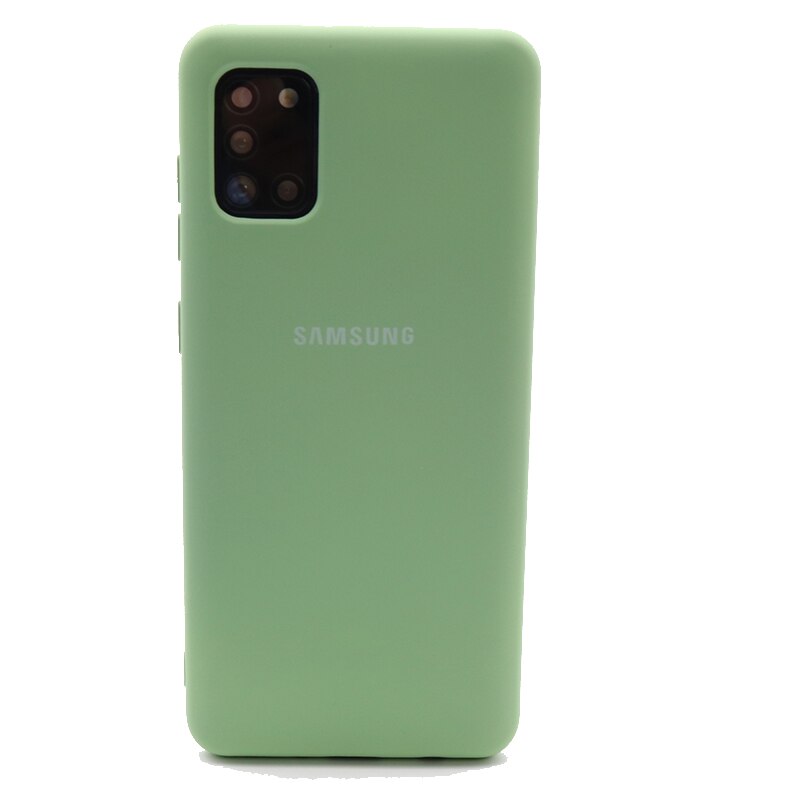 Samsung Galaxy A31 Flüssigkeit Silikon Fall Weichen Seidige Shell Abdeckung Galaxy A 31 Soft-Touch Zurück Schutzhülle: Mint green