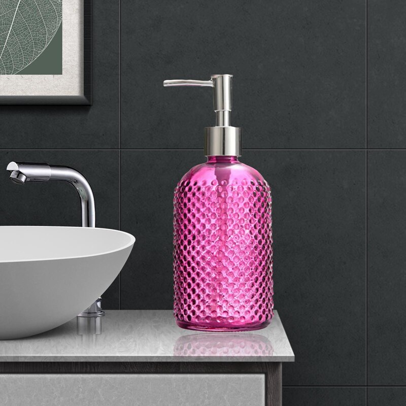 Large 400ML Manual Soap Dispenser Clear Glass Hand Sanitizer Bottle Containers Press Empty Bottles Bathroom
