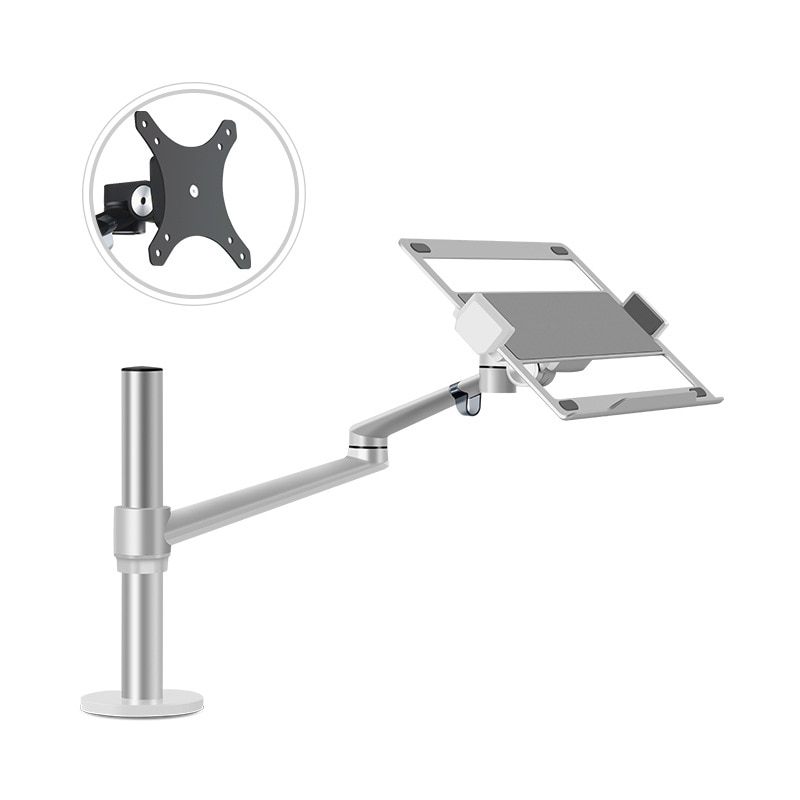 Hyvarwey OL-1S Dual Gebruik Alunimum Hoogte Verstelbare 12-17 Inch Laptop Houder + Vesa Monitor Mount Hoofd 75/100mm Belasting 8kgs