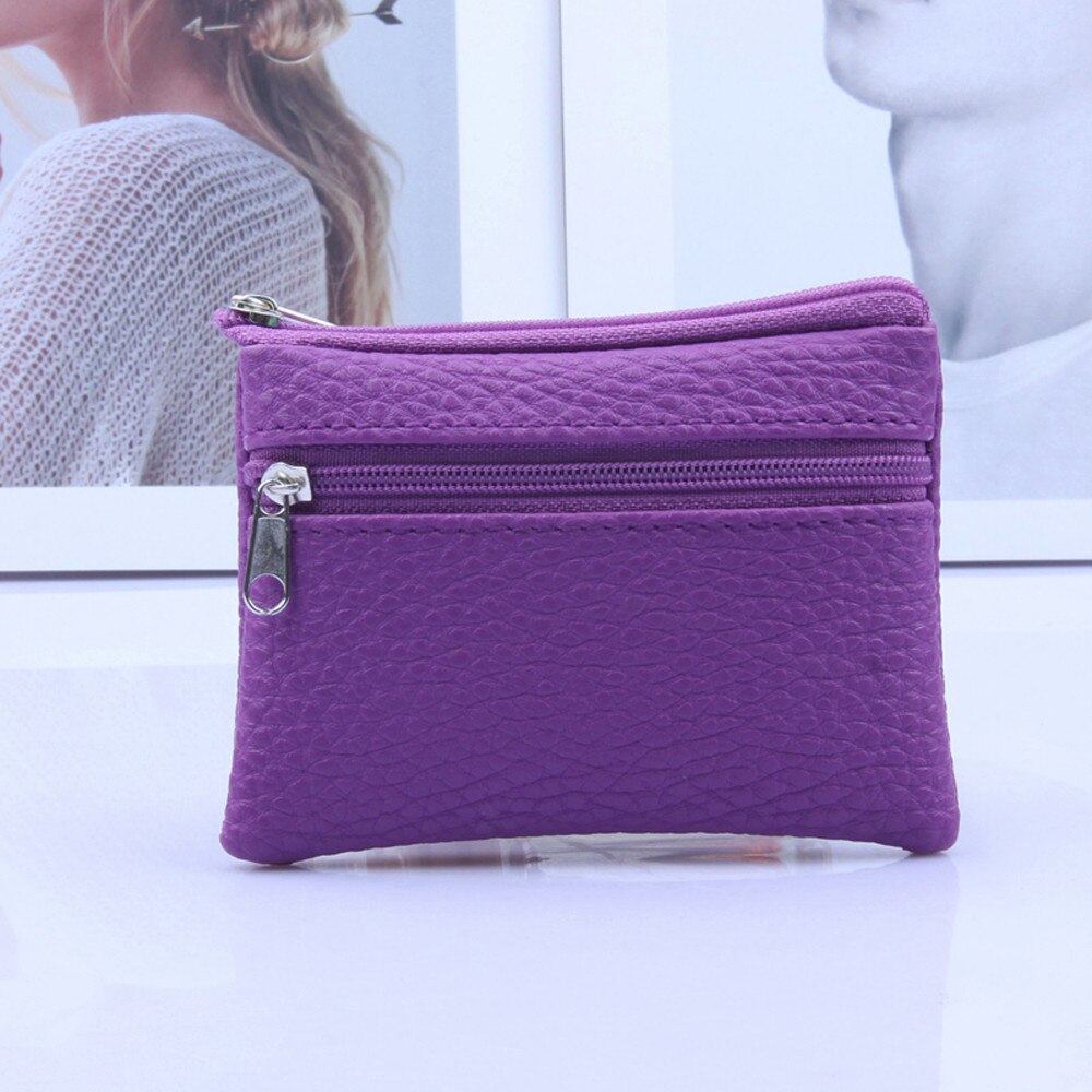 Cartera de cuero Multi funcional con cremallera tarjetero Monedero Hombre y Mujer Portomonee Carteira Porte fetille: Light Purple