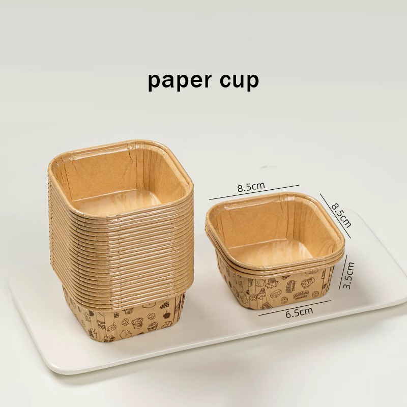 50pcs Square Disposable Cake Paper Holders Oil Proof Paper Cups Baking Cup Pastry Packaging Boxes DIY Cake Tools Kitchen Supplie: Red