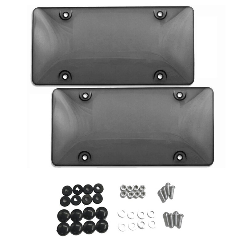 2 uds. Conjunto de montaje de cubierta de escudo de parachoques de marco de soporte de placa de matrícula negra + tornillos: Default Title