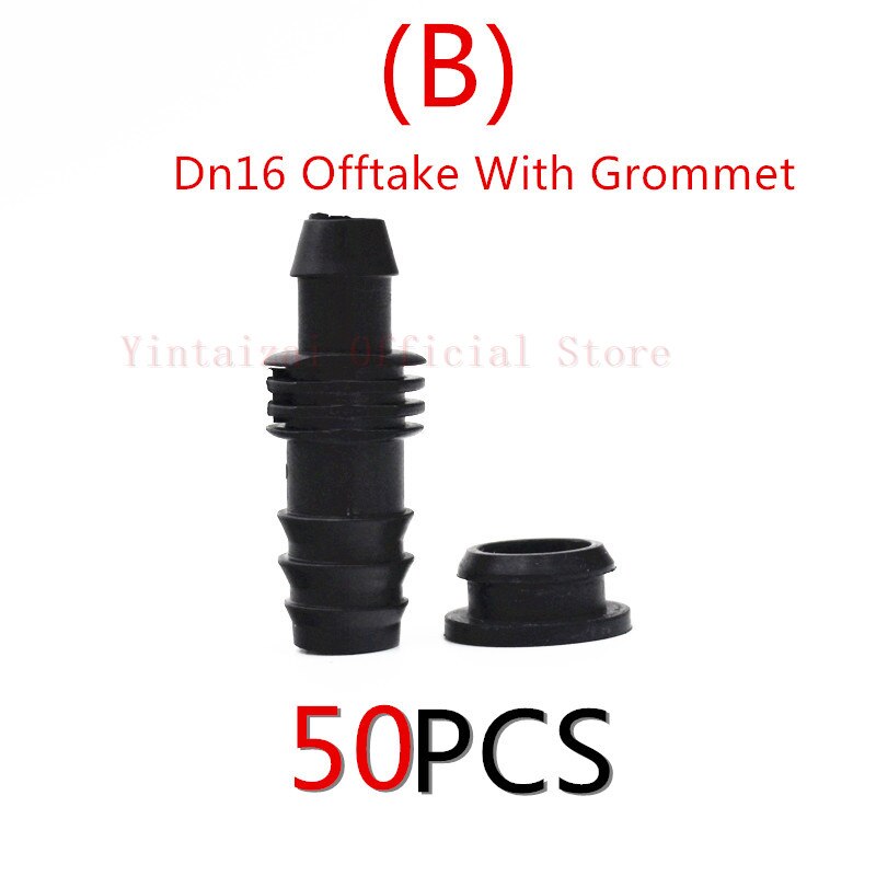 Conector de arranque de doble labio, arandela de 16mm, accesorios de manguera de polietileno, Greenhoue, accesorios de riego por goteo: B     50pcs