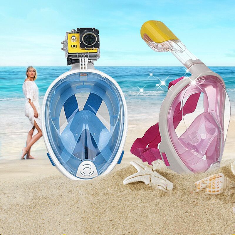 Onderwaterduiken anti-condens volledig gezichtsmasker snorkelset ademhalingsmaskers 180 graden breed zicht