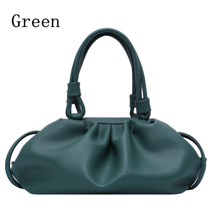 Novo estilo de moda nuvem-envolto couro macio madame pequena bolsa de ombro único slant dumpling saco bolsa dia embraiagens sacos: green