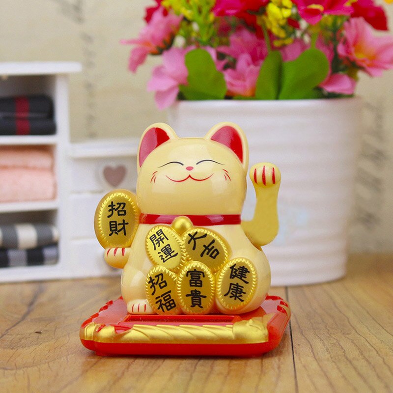 1 buc/pachet decor pentru contor de casă pentru ziua de naștere, stil japonez/chinez, strângerea mâinii bogăție pisică norocoasă fluturând pisică oranment: Galben chinezesc