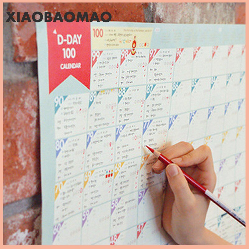 100 Day Countdown Calendar Learning Schedule Periodic Planner Table Calendar Office School Supplies