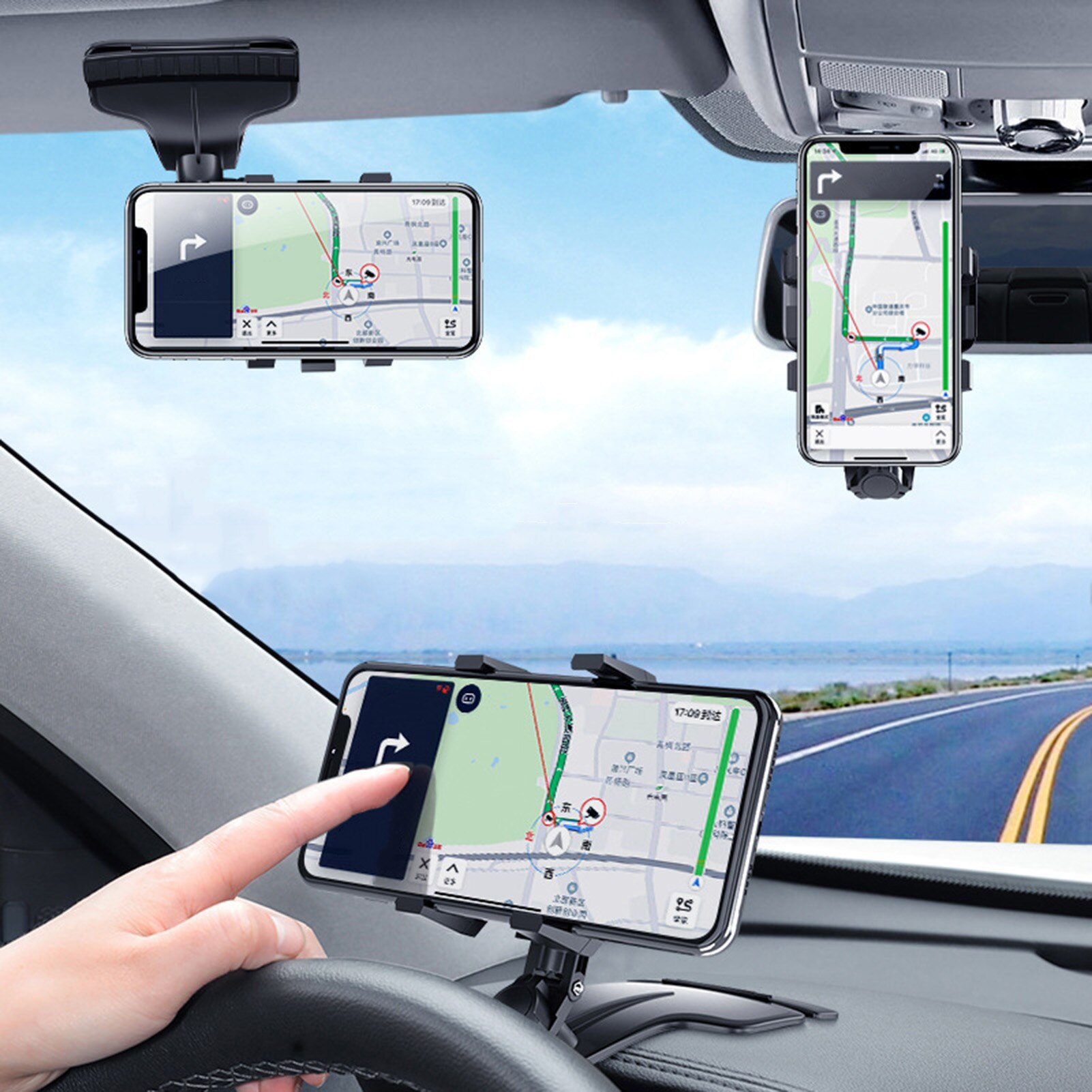 Auto Telefoon Houder Voor Mobiele Telefoon Op Auto Voor Smartphone Gps Ondersteuning Verstelbare Auto Telefoon Houder Mini Gps Navigatie Telefoon stand