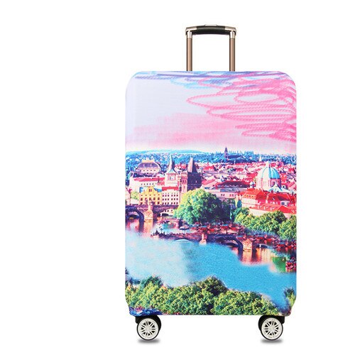 Travel Luggage Cover Suitcase Case Protector XL Travel Luggage Case Protective Floral Prints Elastic Stretch Fabric Anti-dust: b / L