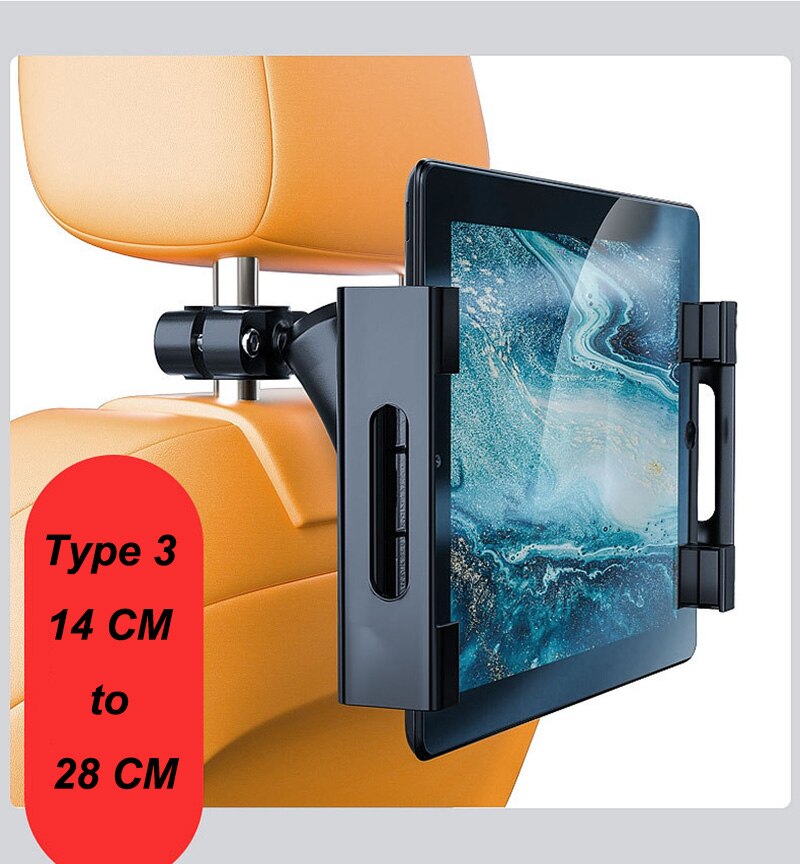 Vmonv nieuwste tablet autohouder voor ipad air mini 2 3 4 pro 12.9 achterbank hoofdsteun telefoonstandaard voor 4-13 inch mobiele telefoon houder: 14 to 28cm- model