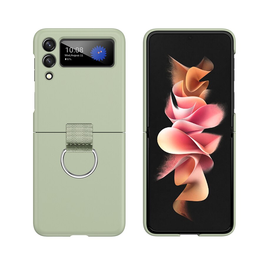 Handschlaufe für samsung Galaxis z kippen 3 (zflip 3 5g) , ultradünne hartplastikhülle mit armbandring, fundas coque: S2- grün