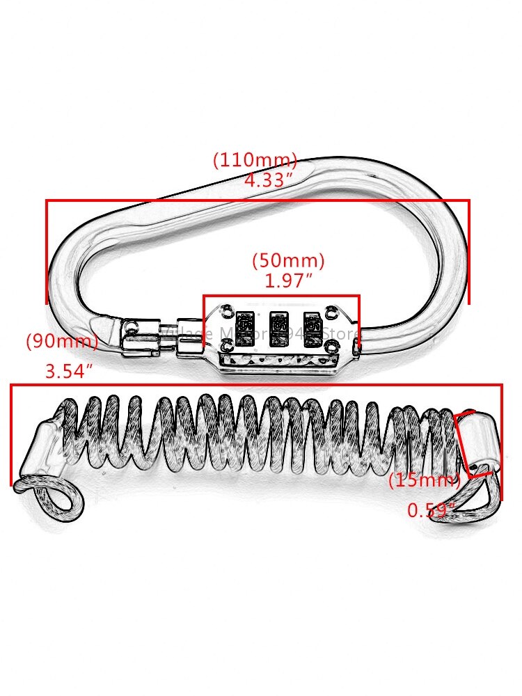 Motorcycle Anti Theft Bike Motorcycle Helmet Lock W/ Resettable Code PIN Spring Combination Lock Climbing Hook for Universal