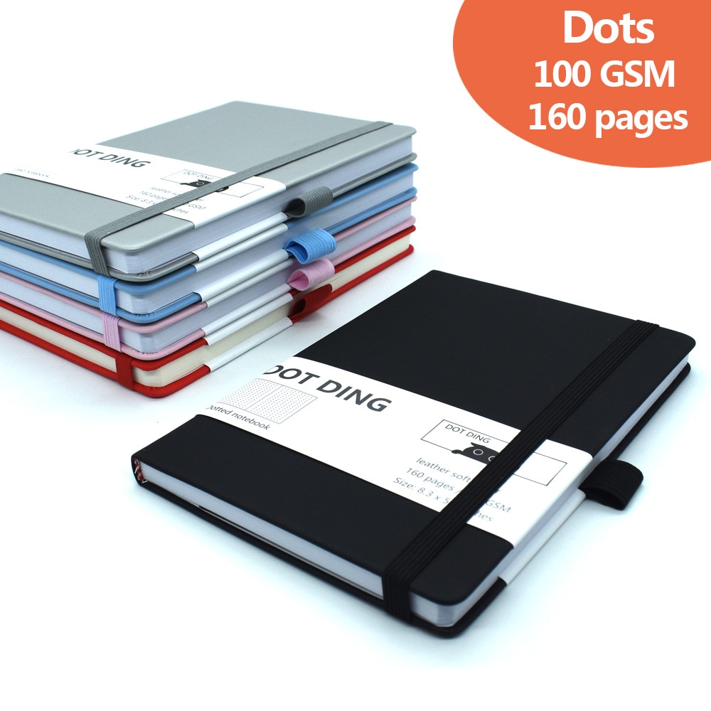 A5 Gestippelde Notebook 100 Gsm A5 Journal Doek Hard Cover, 160 Pagina 'S, ivoor Wit Papier Hand-Made Planner Agenda