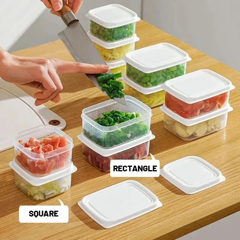 1/10x Kühlschrank Aufbewahrungsbox Einfrieren Gemüse Obst Kühlschrank Organizer Einfrieren Fleisch Frischhaltebox Feuchtigkeitsbeständiger versiegelter Behälter