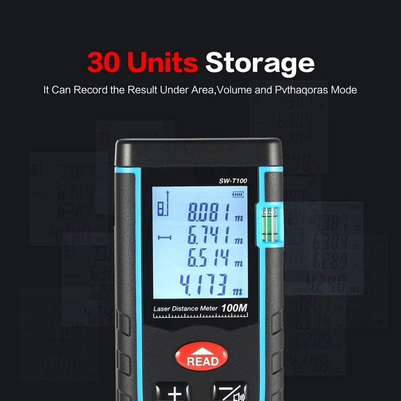 Afstand Meten Meter Infrarood Heerser Meetlint Met Bubble Gebied/Volume Diastimeter Apparaat Tester Tool 0.05-100M