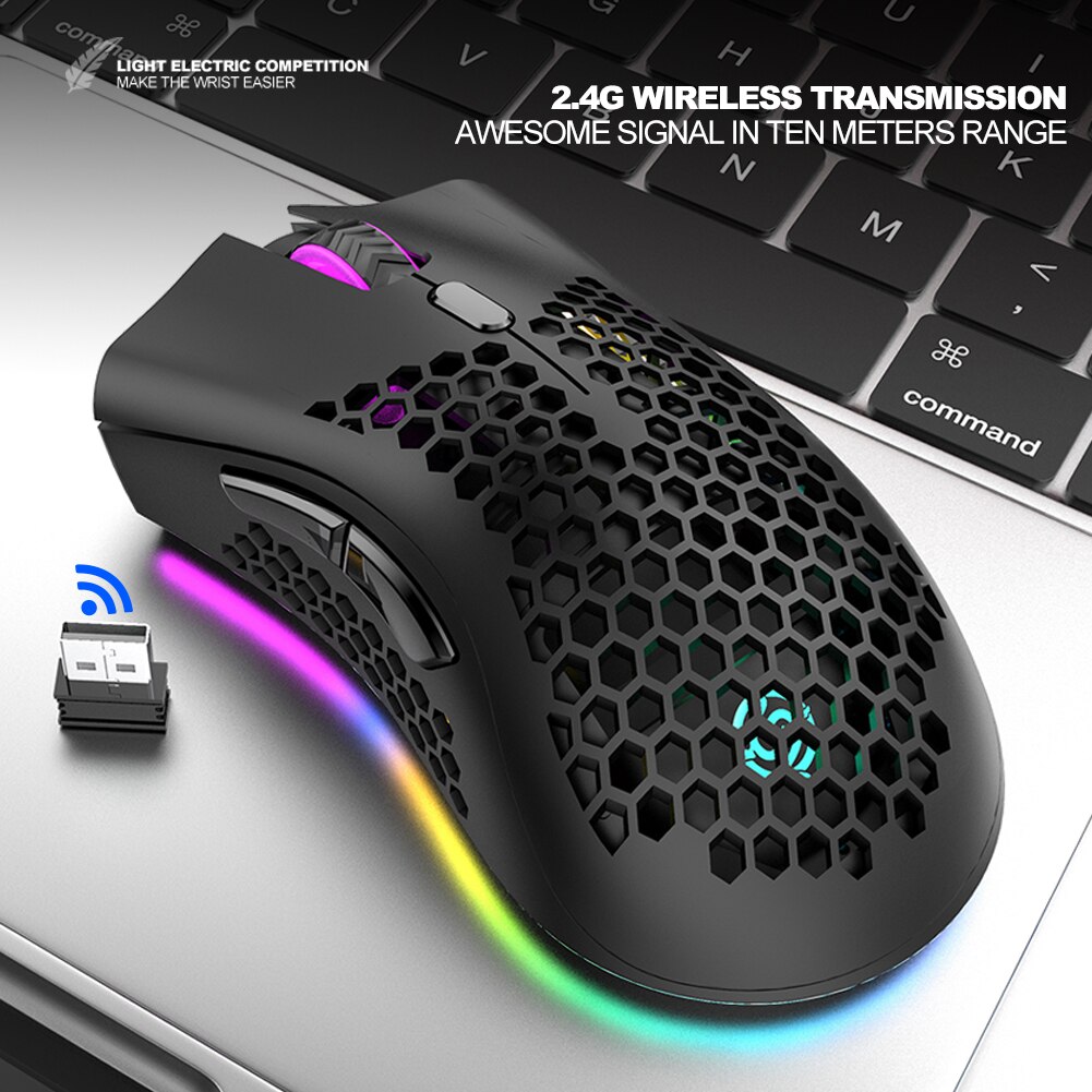 BM600 2.4GHz Wirelees Gaming Mouse 1600 DPI Adjustable Honeycomb Gamer Mice Office 7 Keys Wireless Computer Mouse