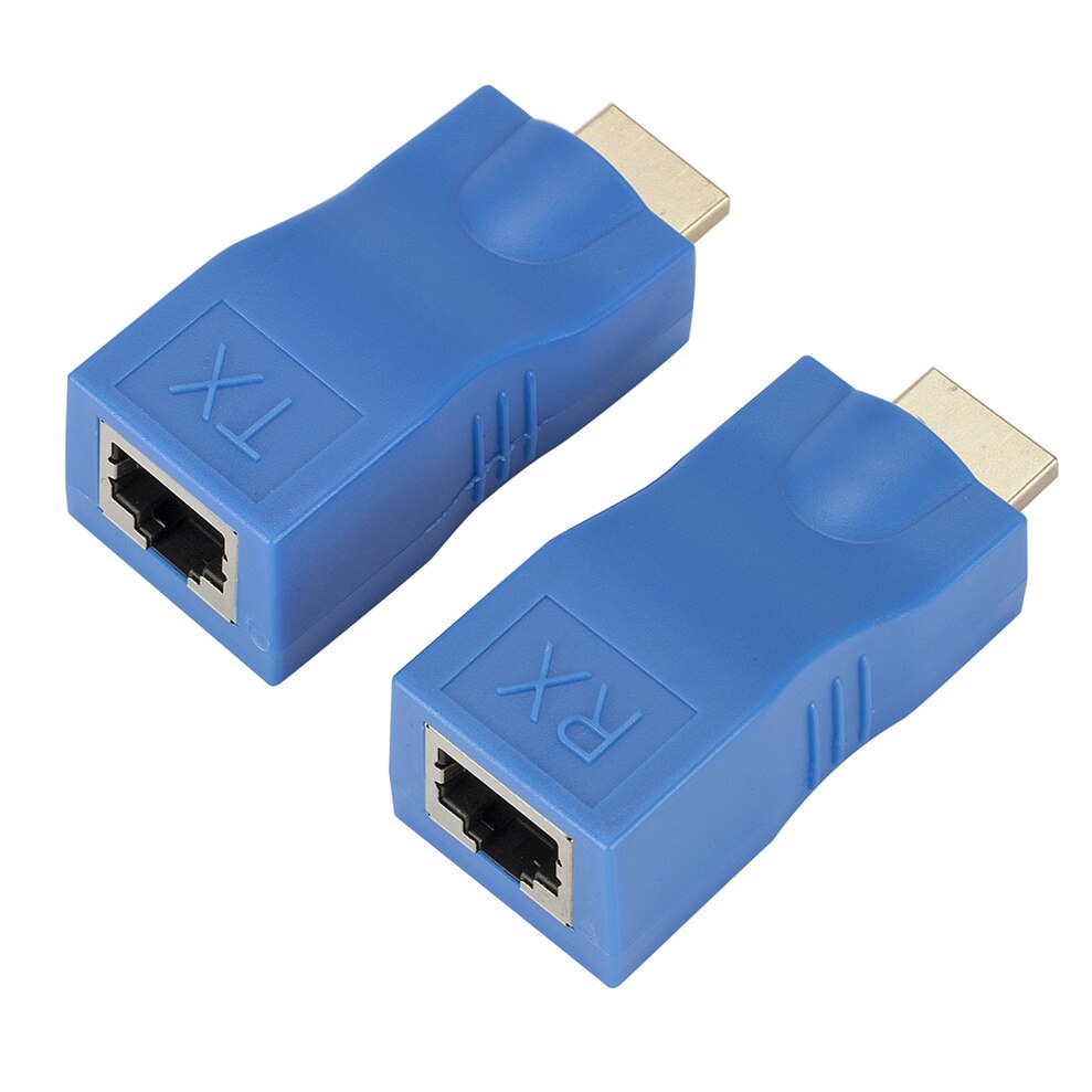TQQLSS 4K HDMI-compatible Extender Extension up to 30m Over CAT5e / 6 UTP LAN Ethernet Cable RJ45 Ports LAN Network: blue   A pair