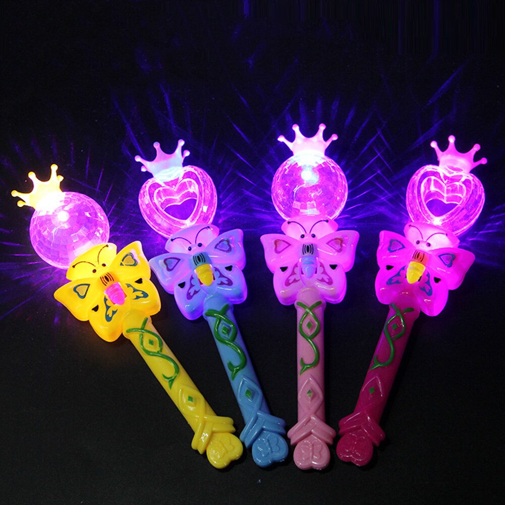 Cartoon Butterfly LED Luminous Stick Magic Projection Wand Kids Toy Party Props birthday