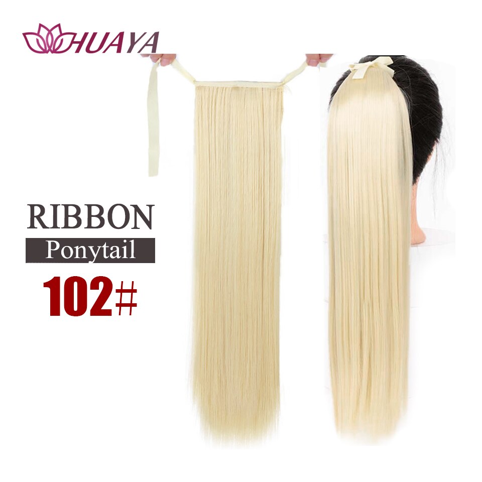 HUAYA Long Straight Clip In Hair Tail False Hair Ponytail Hairpiece With Hairpins Natural Synthetic Hair Extensions Pony Tail: H-102