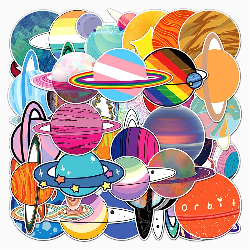 Autocollants pour téléphones portables, boîte de voyage, voiture, fruits, légumes, animaux, dessin animé mignon, DIY bricolage, paquet d'autocollants créatifs, décoration de la maison: Galaxy Series-50pcs