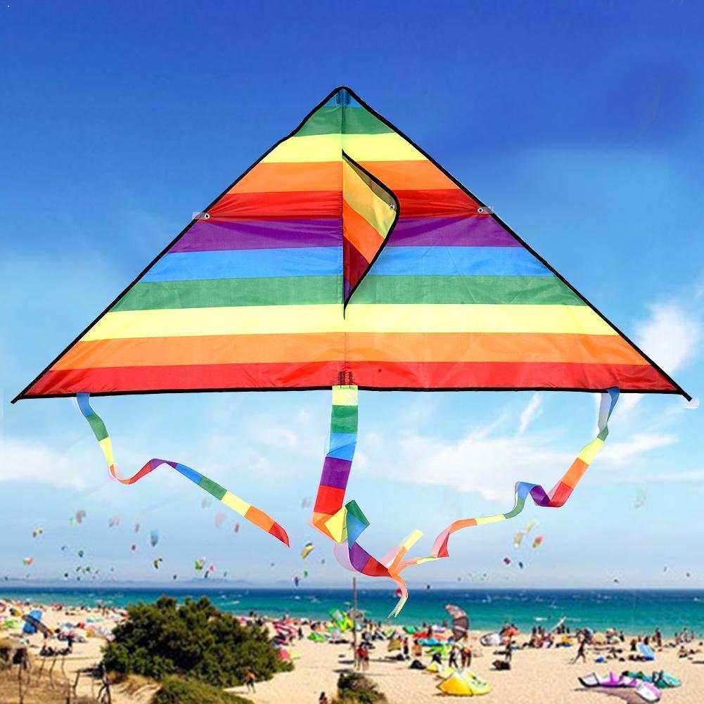 Colorful Rainbow Kite Long Tail Polyester Outdoor Decoration For Children Festival Toys And Kites DIY Flying Party Kids I2U8