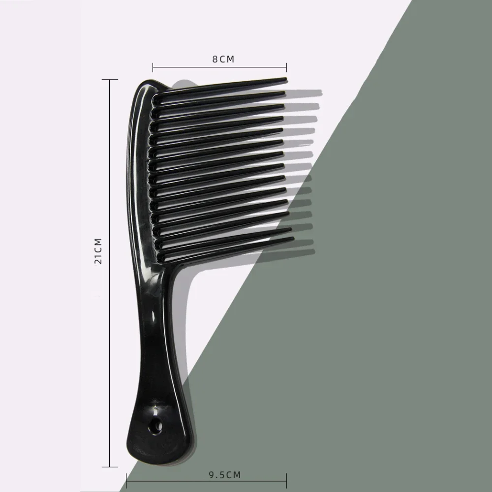 Peine de peluquería liso de dientes anchos, cepillo de pelo rizado largo y húmedo de gran tamaño, herramientas de estilismo para desenredar el cabello, picos anchos y gruesos