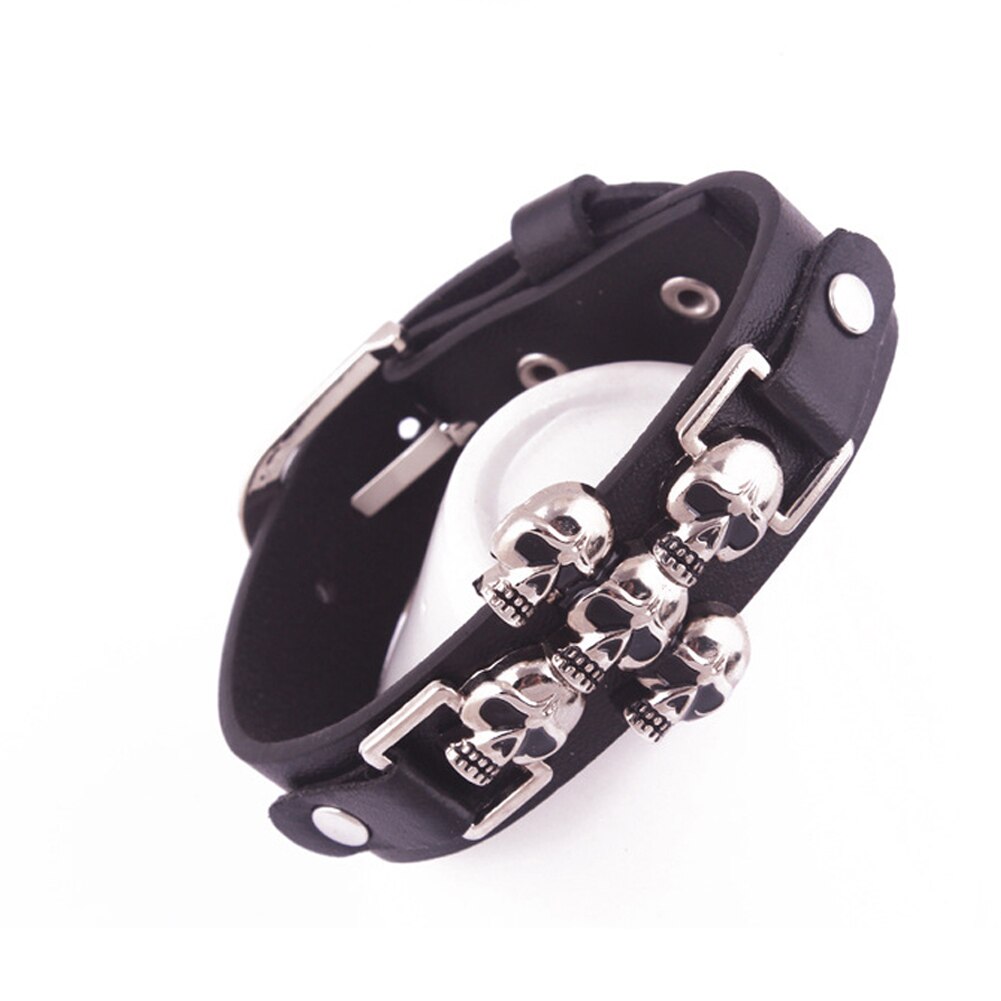1Pcs Skull Gothic Rock Lederen Riem Gesp Armbanden Punk Stijl Armbanden Voor Vrouwen Mannen Armbanden &amp; Bangles Cool Accessoires