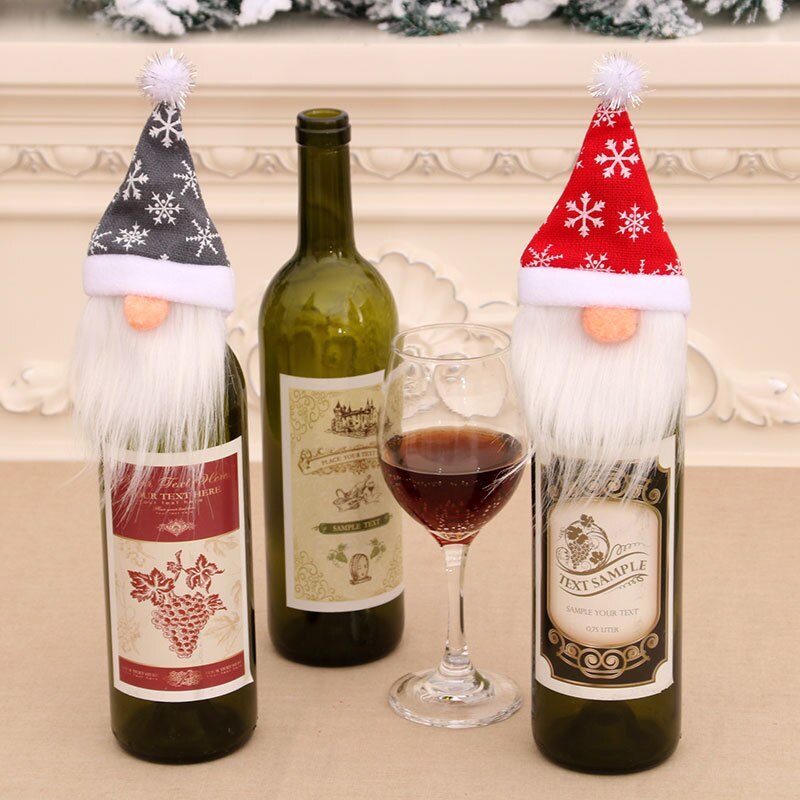 1pc vinflaske dekorativt omslag yndig julemanden hat sweater til jul vinflaske dekorative festborde ornament
