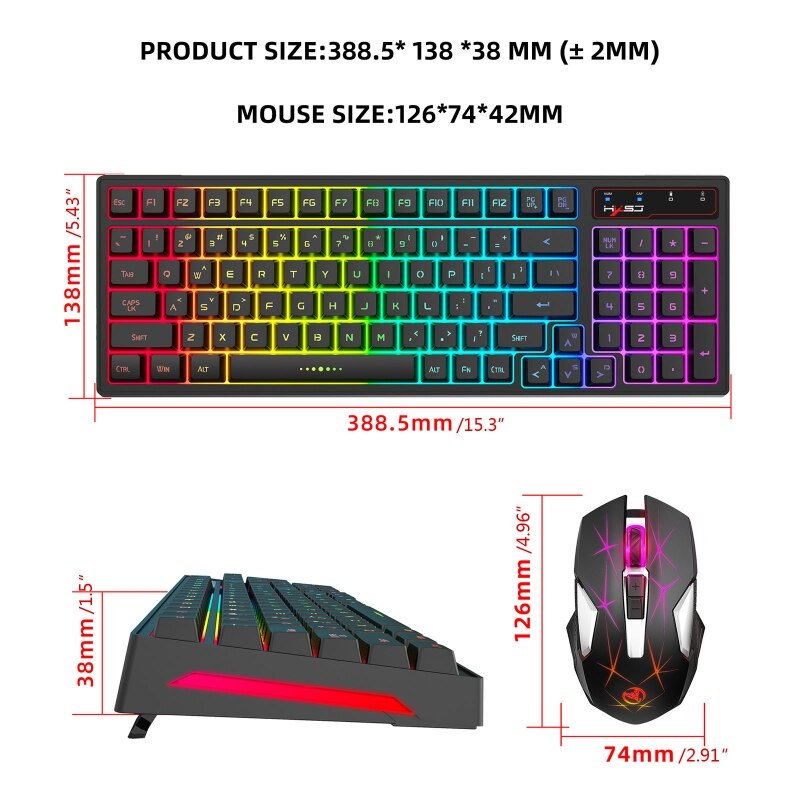 Wireless Gamer Keyboard and Mouse PC Gaming Keyboard RGB Backlit Keyboard Keycaps Keyboard Mouse Gamer Gaming Mouse