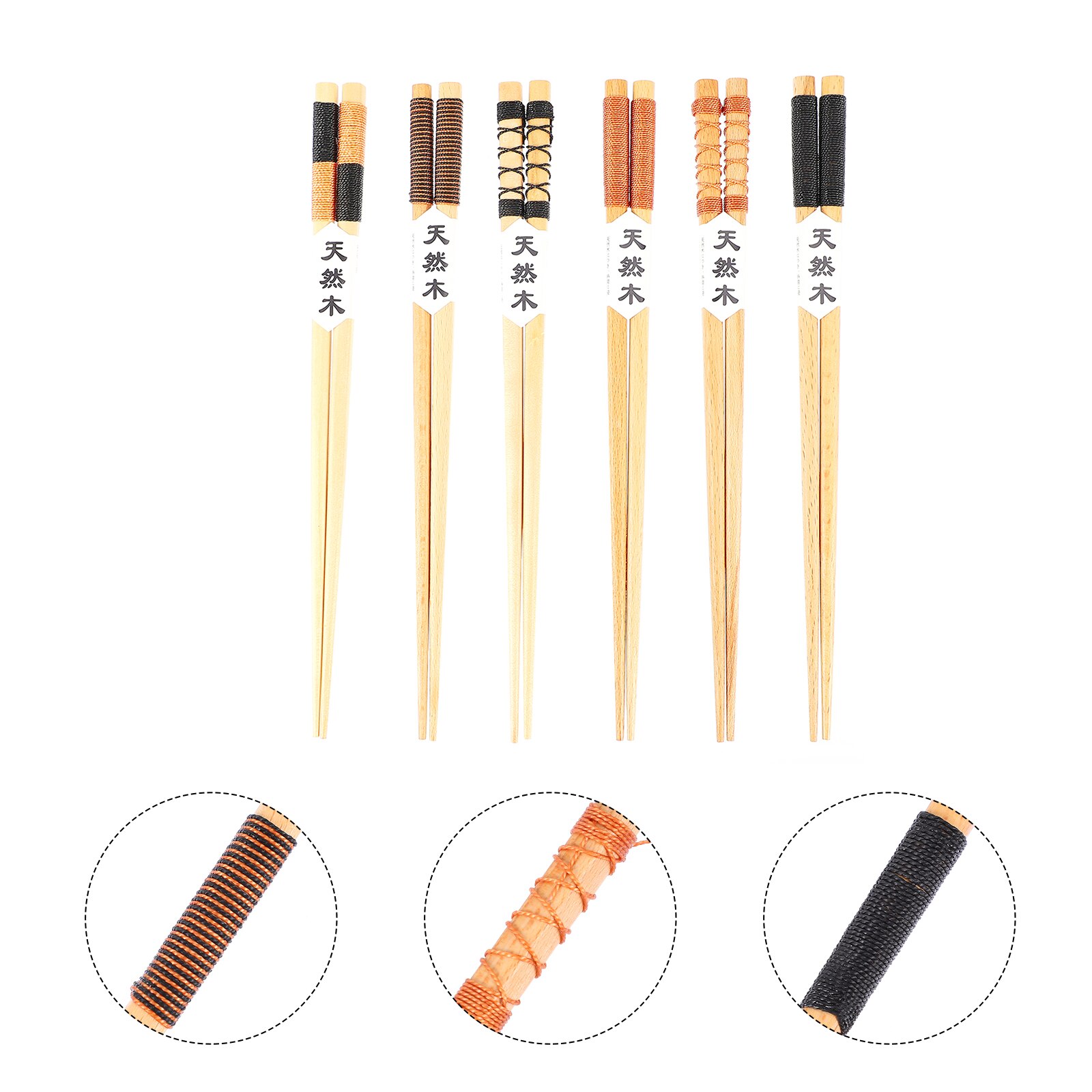 1 Set 6 Pairs Durable Wooden Long Chopsticks Practical Pot Chopsticks: Assorted Color 1