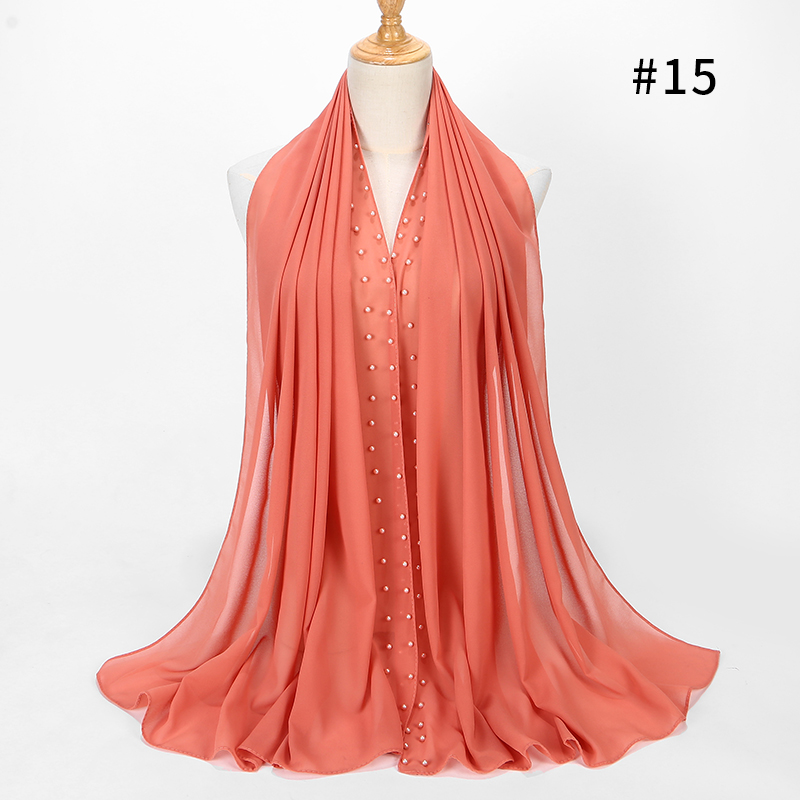 Parel Sjaal Big Size Solider Kleur Bubble Chiffon Sjaal Effen Sjaals Hijab Moslim Sjaal