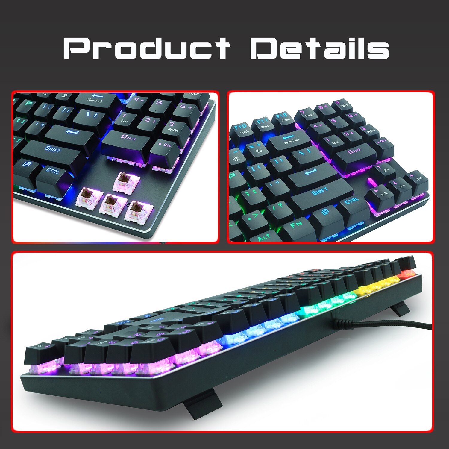 METOO 89key Gaming Mechanical Keyboard With number keys Mix Backlit USB Wired blue red Brown switch For Game Laptop