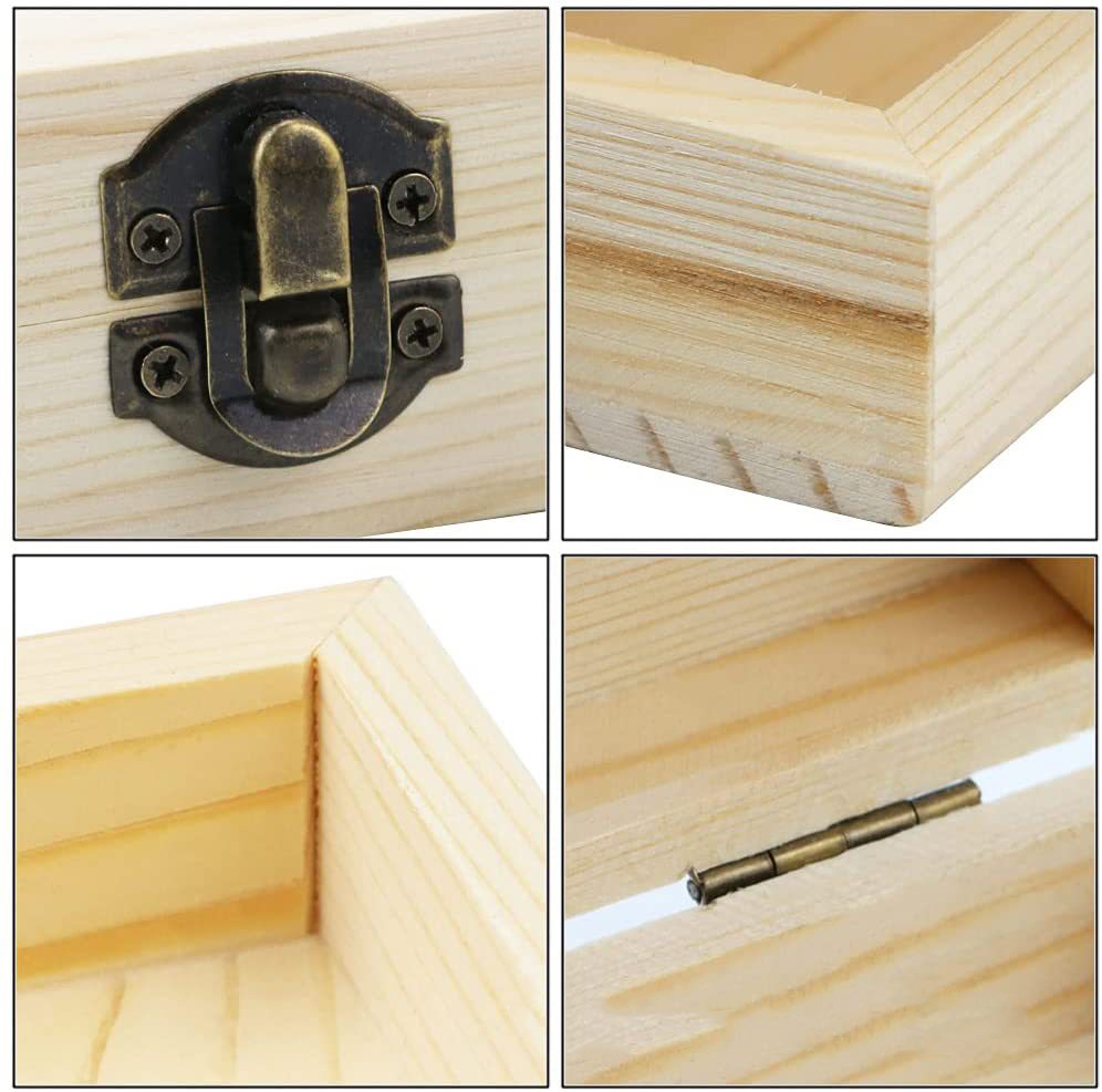 Caja de almacenamiento duradera para manualidades de madera, embalaje de de mayor , caja de joyería, caja de almacenamiento de madera de escritorio, patrón de letras moradas