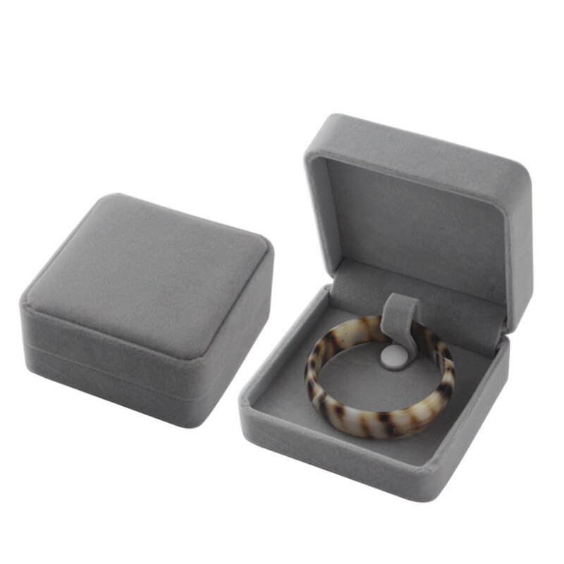 1 PC Storage Presentation Necklace/Bracelet/Ring/Pendant Jewelry Box Velvet Case Plastic Display Box 4 Colors: Gray Bracelet  Box